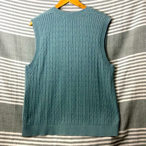 Eddie Bauer Men’s Cable Knit Stretch Mint Green Sweater Vest Size Extra Large - Picture 3 of 3